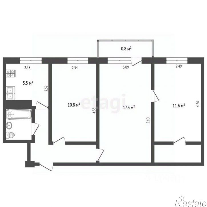 3-комн квартира Рижский проспект, 48А,  д. 48А