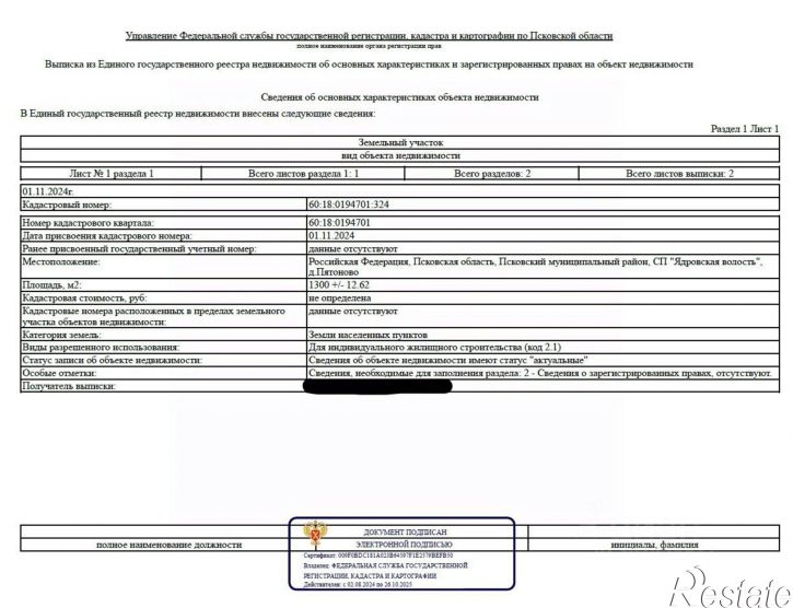 Земельный участок Псковский район