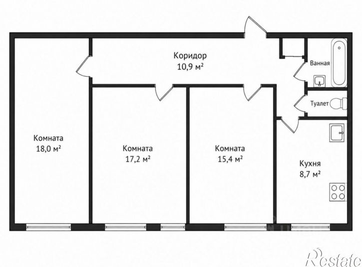 3-комн квартира Рижский проспект, 29/31,  д. 29/31