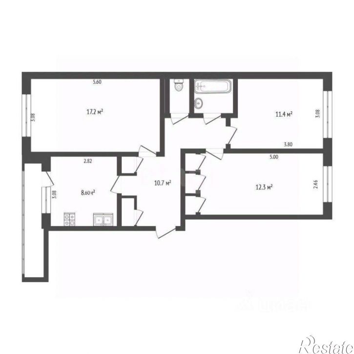 3-комн квартира Островская улица, 3,  д. 3