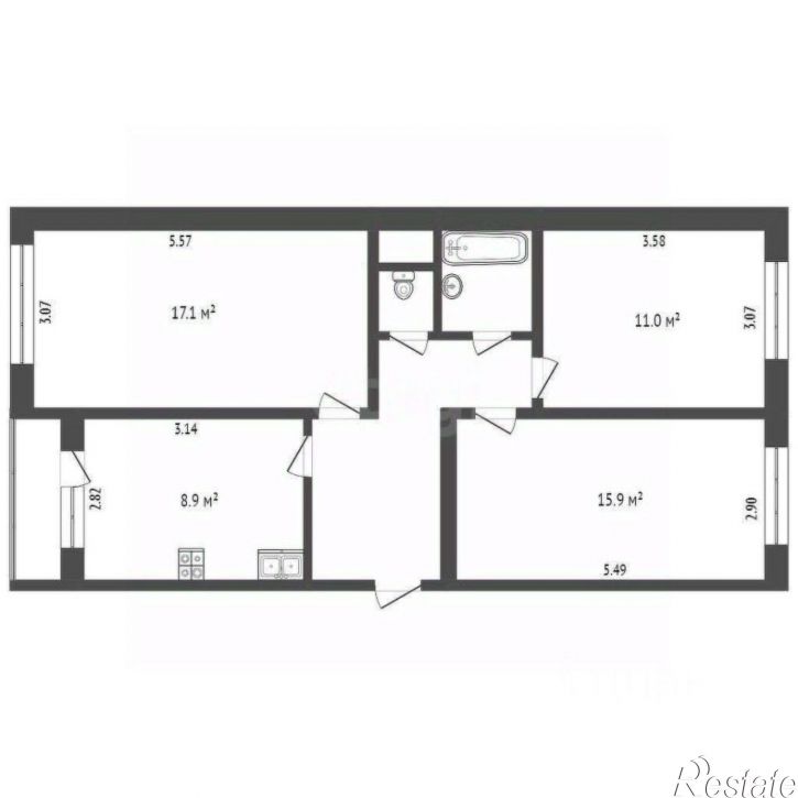 3-комн квартира Индустриальная улица, 1,  д. 1