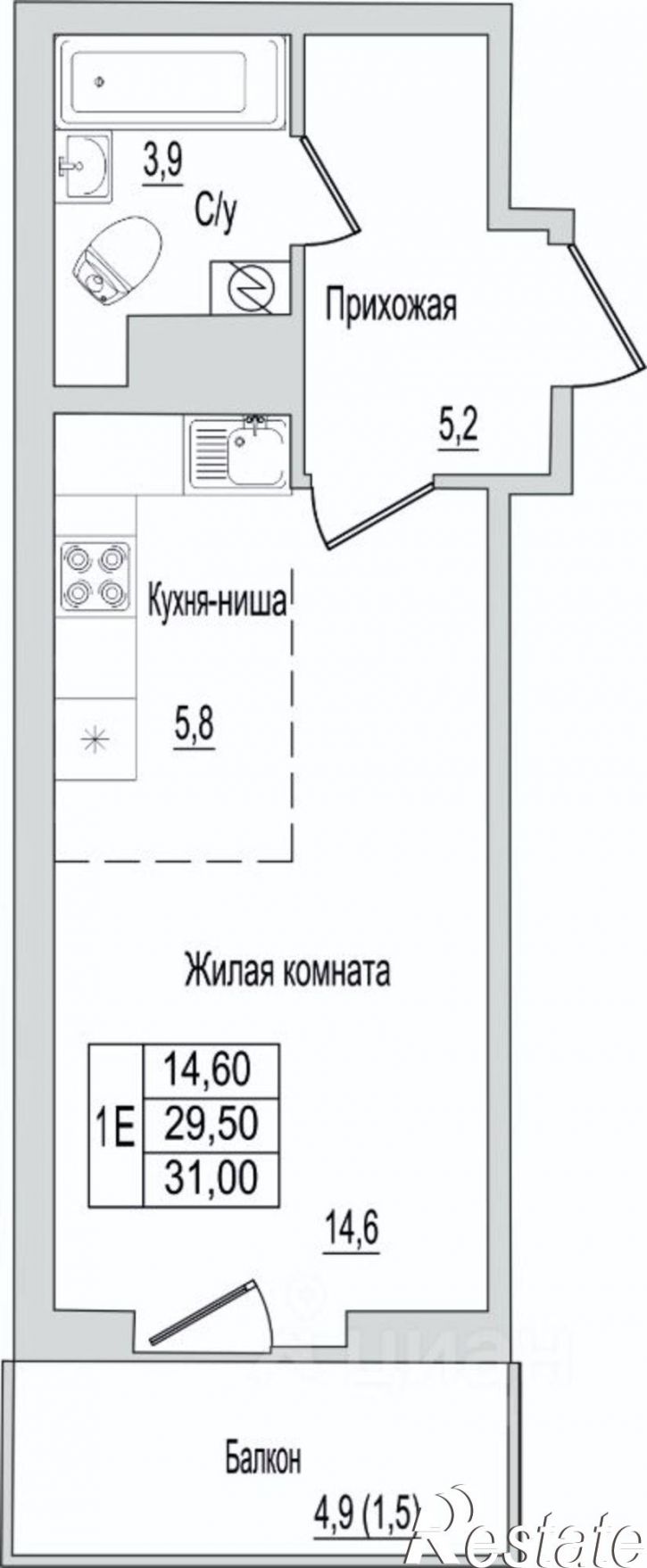 1-комн квартира в новом доме Завеличенская волость