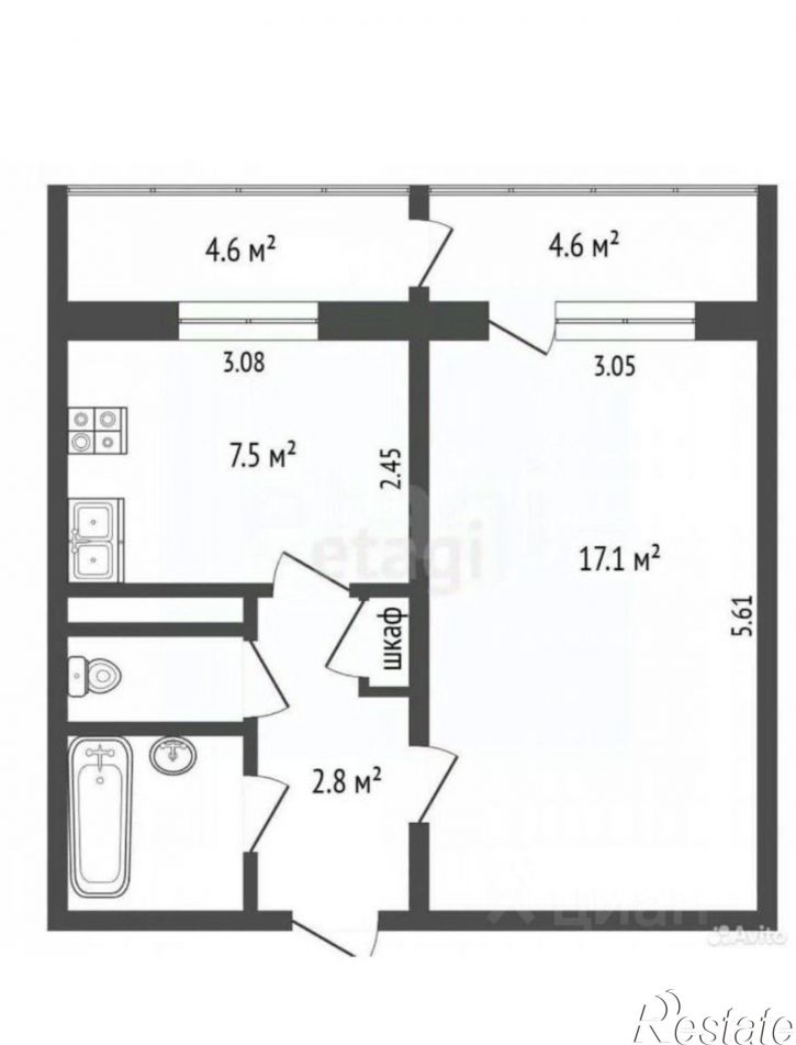 1-комн квартира ул Индустриальная, 1,  д. 1