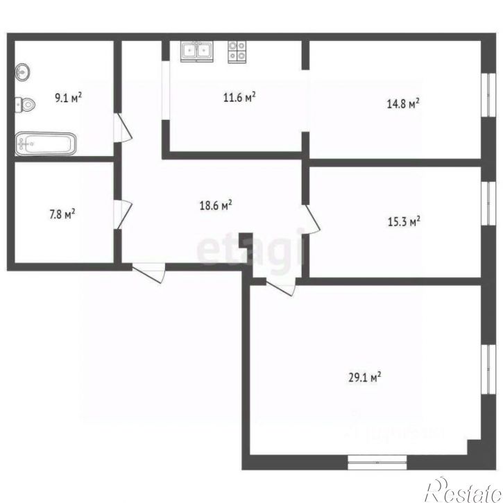 3-комн квартира ул Молодежная, 1,  д. 1