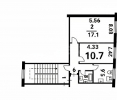 2-комн, 42кв м, этаж 3/5 Псков, Рижский проспект, 43