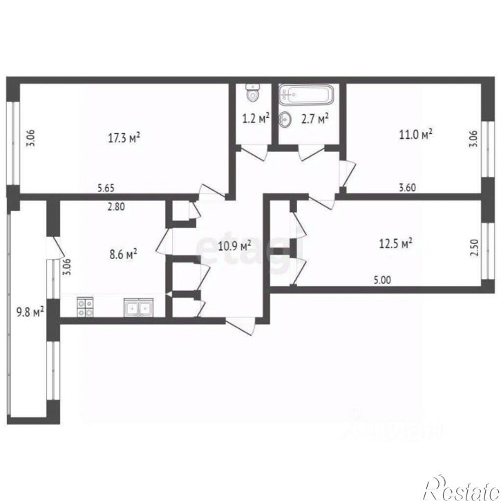 3-комн квартира