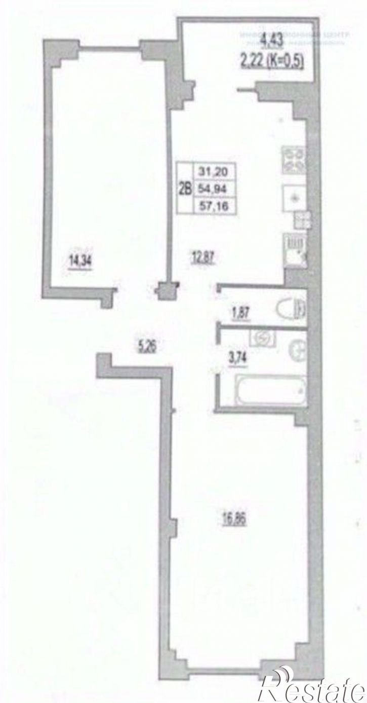 2-комн квартира Псков, улица Юности, 32