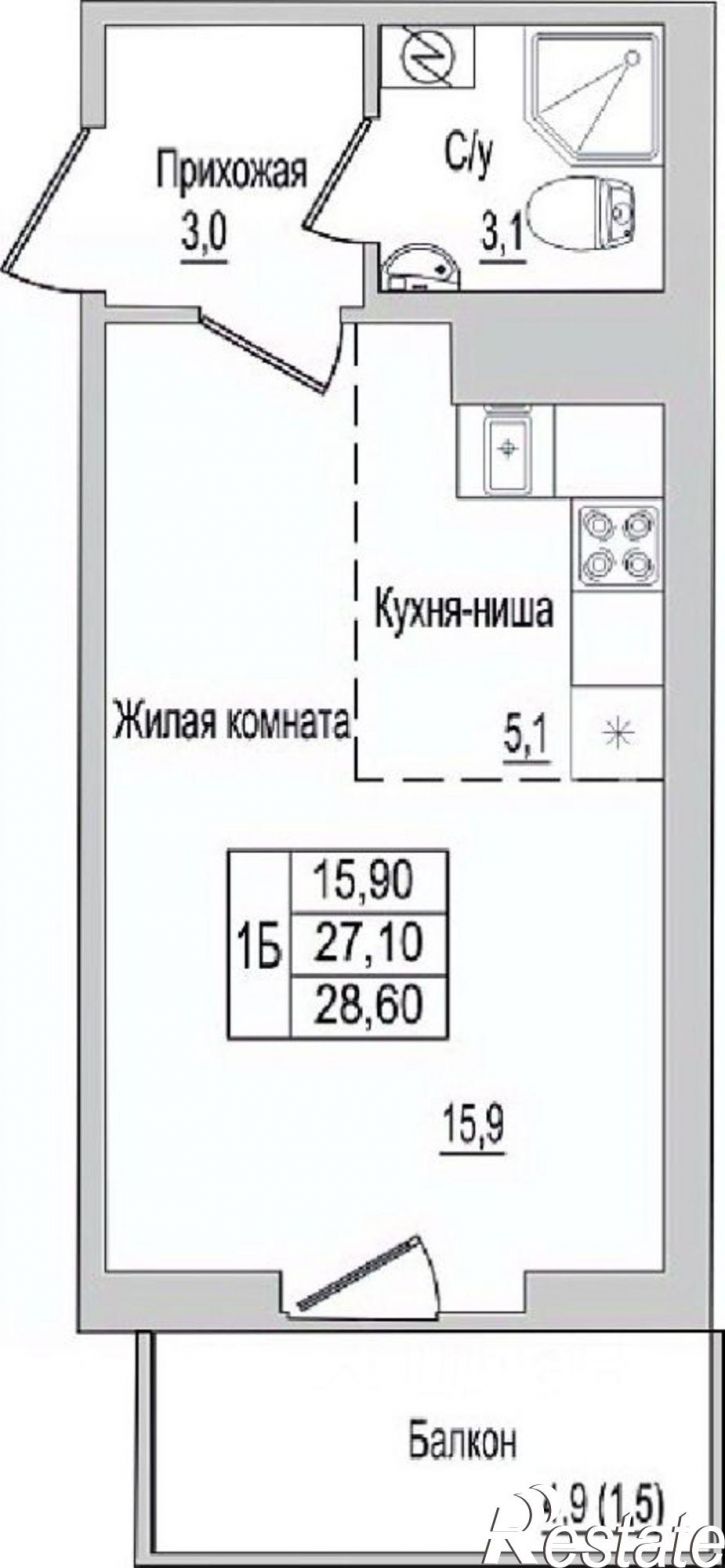 1-комн квартира в новом доме Завеличенская волость