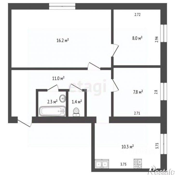 3-комн квартира ул Мелиораторов, 4,  д. 4