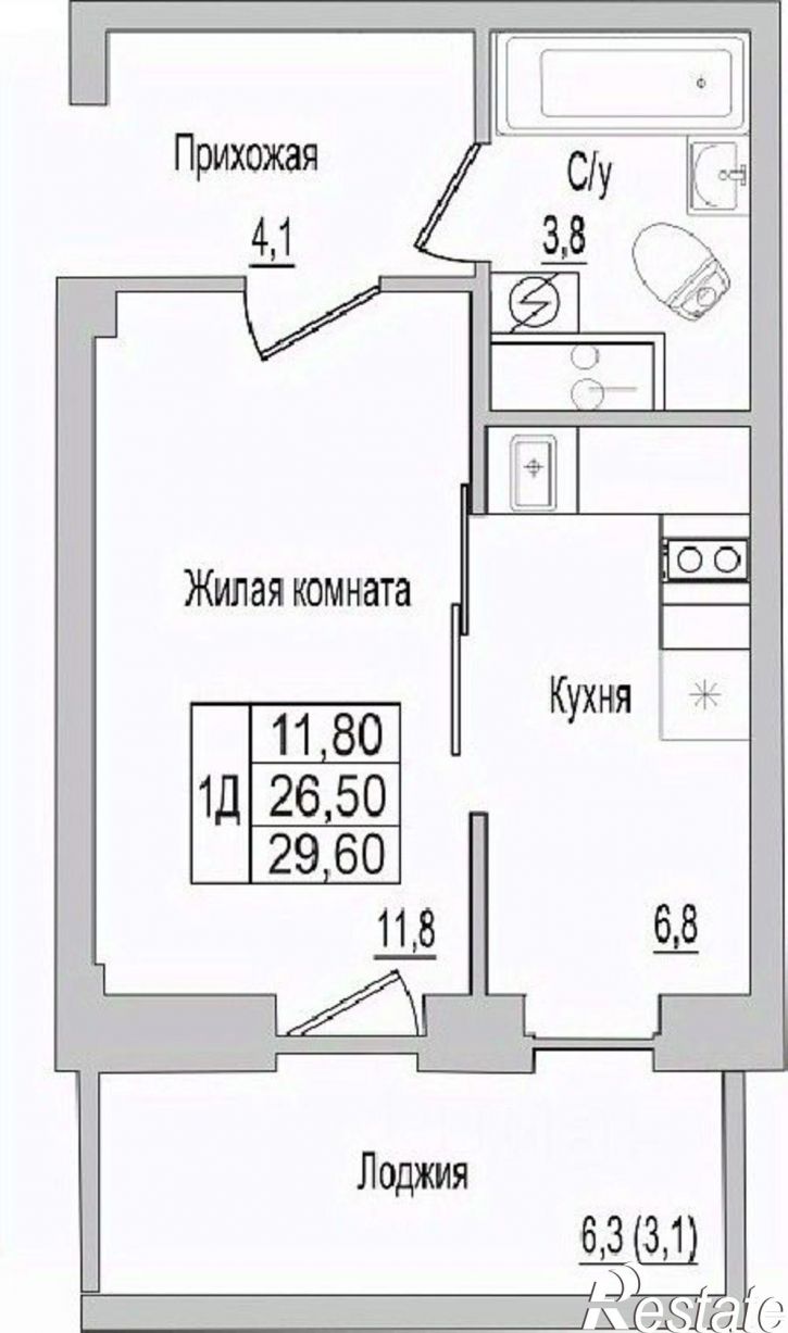 1-комн квартира в новом доме деревня Борисовичи