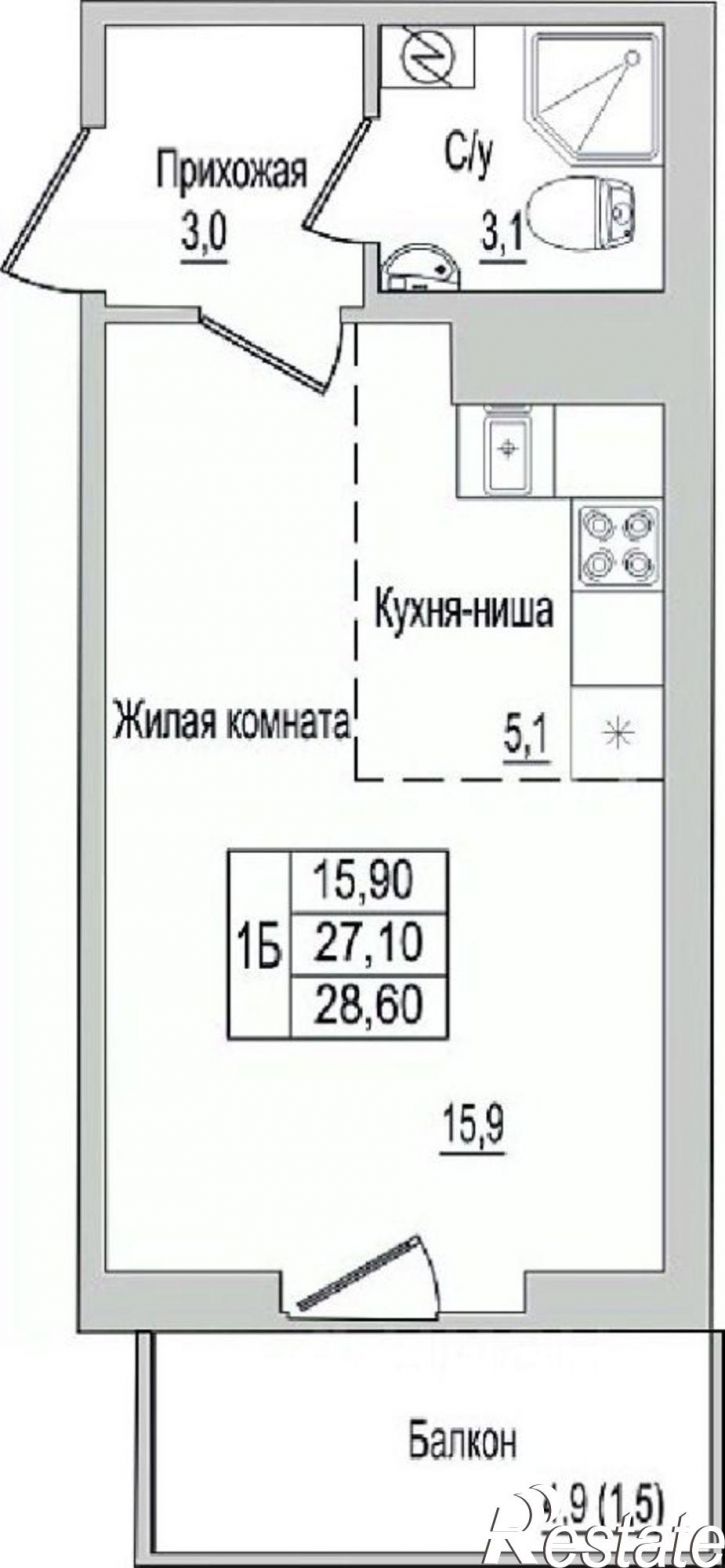 1-комн квартира в новом доме Завеличенская волость