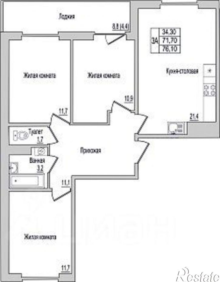 3-комн квартира в новом доме деревня Борисовичи