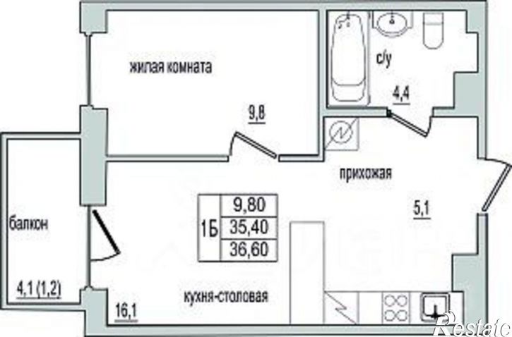1-комн квартира в новом доме деревня Борисовичи