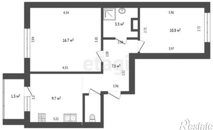 2-комн квартира Псков, улица Труда, 58