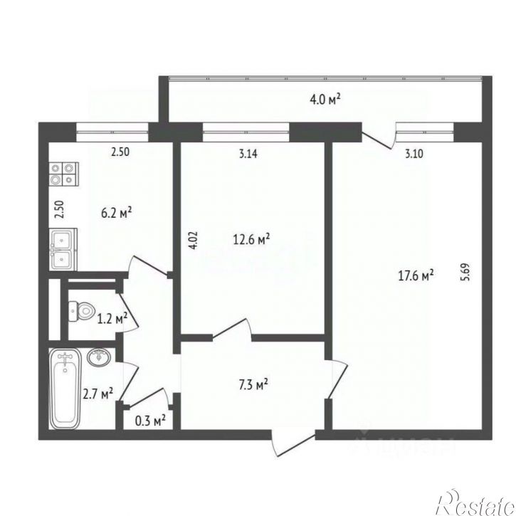 2-комн квартира ул Индустриальная, 12,  д. 12