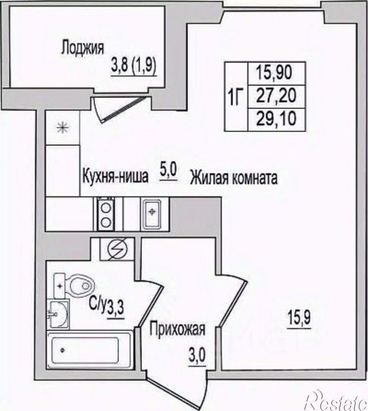 1-комн квартира в новом доме деревня Борисовичи