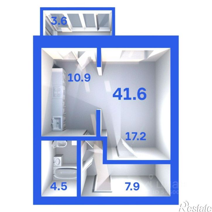 1-комн квартира в новом доме ул Михаила Егорова, 6А,  д. 6А